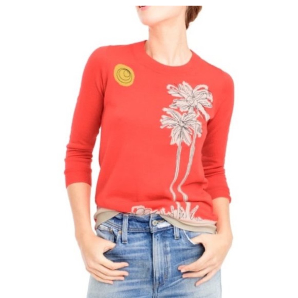 J.Crew Palm Tree Coral Tippi Sweater